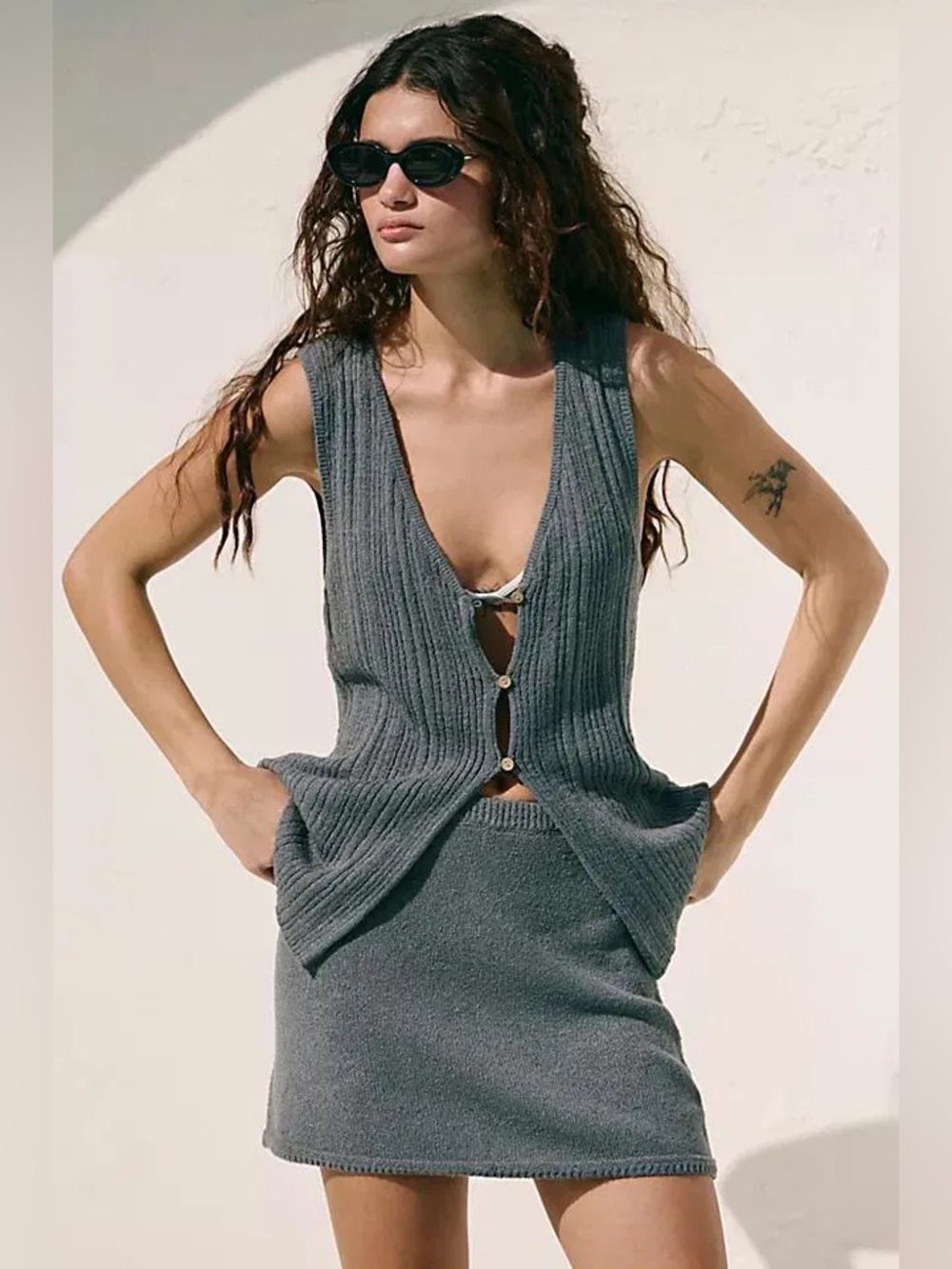 Free People Rhea Sweater Set - Gray